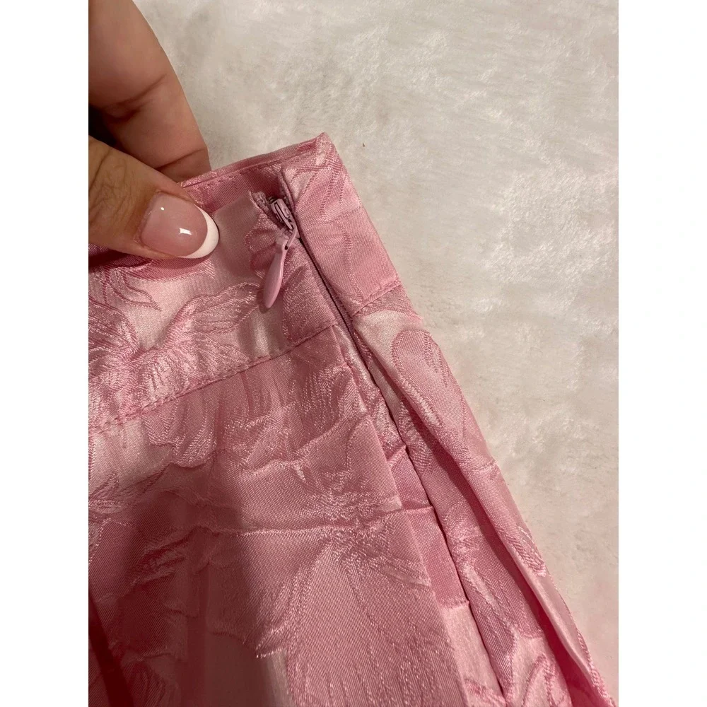 Altar'd State Pleated Floral Jacquard Skort XL Pink Mini Skirt Shorts Women